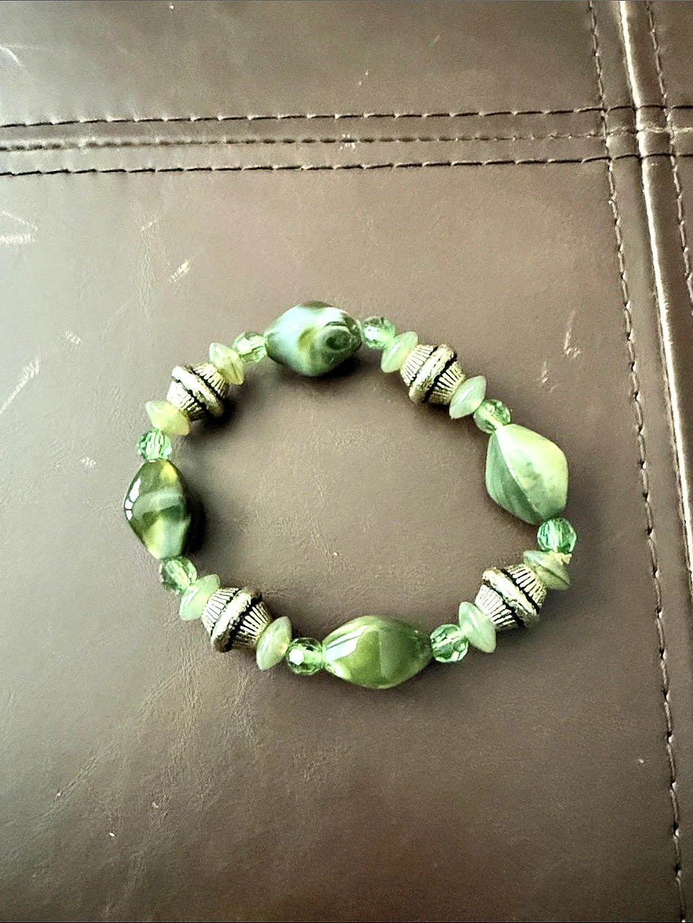 Green Beaded Bracelet Like New